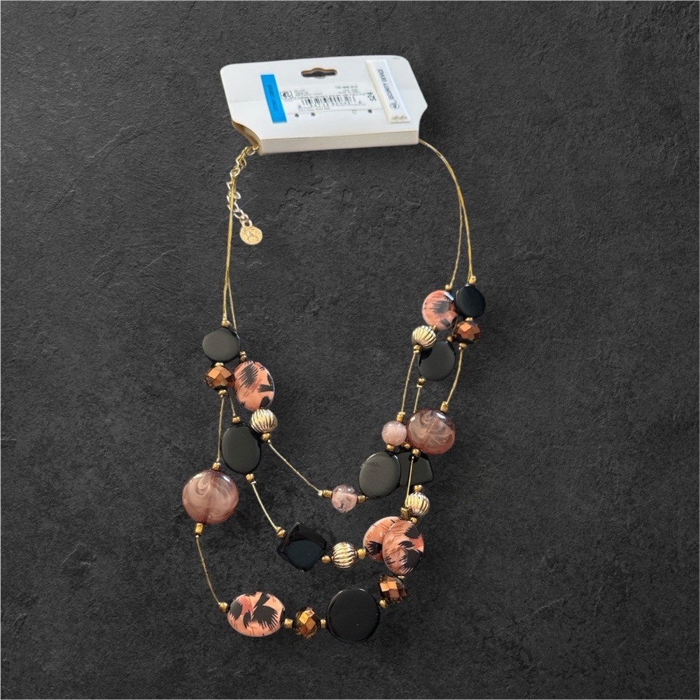 Mixit Black and Gold Multi-Strand Necklace